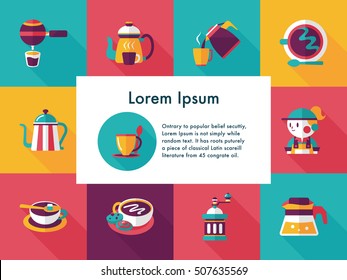 Coffee and tea icon set
