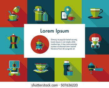 Coffee and tea icon set
