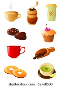 Coffee and tea icon set