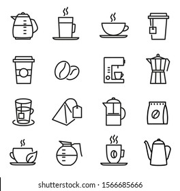 Coffee and tea icons - can be used to illustrate any topic about food and drinks, to decorate restaurant menus etc...