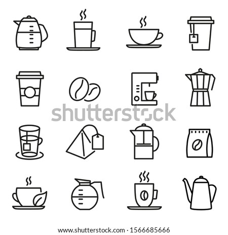 Coffee and tea icons - can be used to illustrate any topic about food and drinks, to decorate restaurant menus etc...