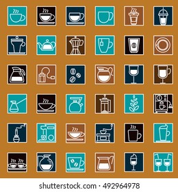 Coffee and Tea icons set