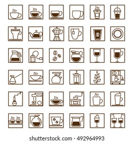 Coffee and Tea icons set