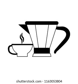 Coffee and tea kettle in black and white