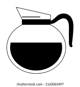 Coffee and tea kettle in black and white