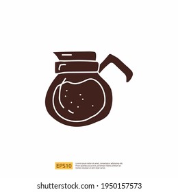 jarra de café o té para la ilustración vectorial concepto café. símbolo de símbolo de símbolo sólido de glifo de dibujo manual