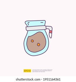 jarra de café o té para la ilustración vectorial concepto café. símbolo del icono de color de relleno de dibujo manual