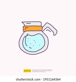 coffee or tea kettle jug for cafe concept vector illustration. hand drawing doodle fill color icon sign symbol