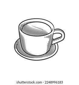 Coffee or tea line art illustration, Hot coffee illustration design