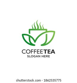 coffee and tea with line art style logo design