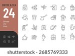 Coffee and Tea Line Editable Icons set. Vector illustration in modern thin line style of drinks related icons. Isolated on background