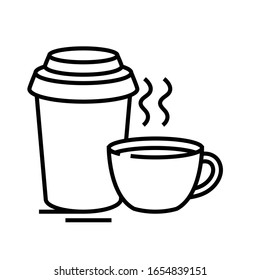 Coffee and tea line icon, concept sign, outline vector illustration, linear symbol.