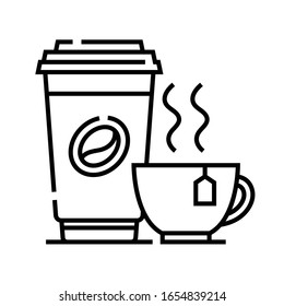 Coffee and tea line icon, concept sign, outline vector illustration, linear symbol.