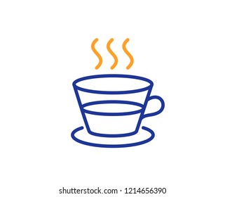 Coffee and Tea line icon. Hot drink sign. Fresh beverage symbol. Colorful outline concept. Blue and orange thin line color icon. Coffee cup Vector