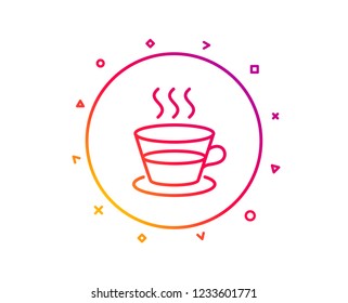 Coffee and Tea line icon. Hot drink sign. Fresh beverage symbol. Gradient pattern line button. Coffee cup icon design. Geometric shapes. Vector