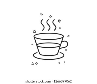 Coffee and Tea line icon. Hot drink sign. Fresh beverage symbol. Geometric shapes. Random cross elements. Linear Coffee cup icon design. Vector