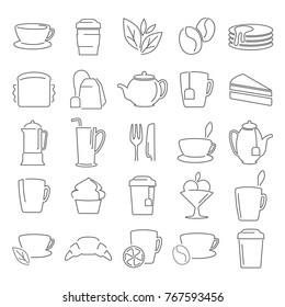 Coffee and tea line icons set for web and mobile design