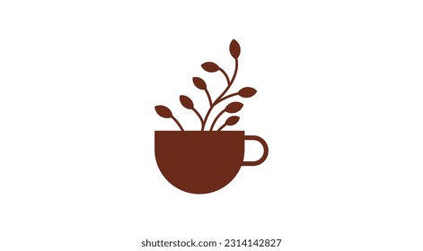 Concepto de logotipo de café y té adecuado para cafés, cafeterías, comercios de comida y bebidas.