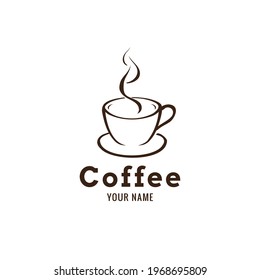 coffee or tea logo design. simple line art vector illustration