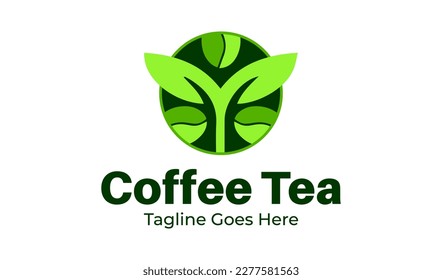 Coffee Tea Logo Design Template with tea icon and beans. Perfect for business, company, restaurant, mobile, app, etc