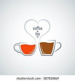 coffee and tea love concept vector background