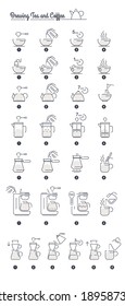 Coffee and tea making steps and instruction vector