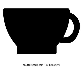 Coffee or tea mug, cup, vector, illustration, in black and white color, isolated on white background