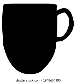 Coffee or tea mug, cup, vector, illustration, in black and white color, isolated on white background