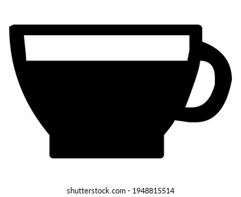 Coffee or tea mug, cup, vector, illustration, in black and white color, isolated on white background