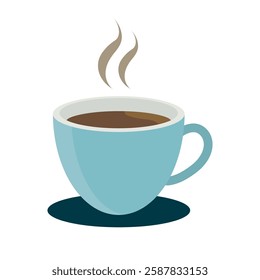 Coffee or tea mug with steam minimal flat vector illustration