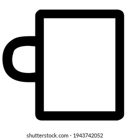 Coffee or tea mug, vector, illustration, in black and white color, isolated on white background