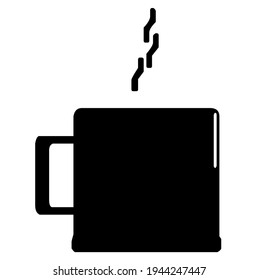 Coffee or tea mug, vector, illustration, in black and white color, isolated on white background