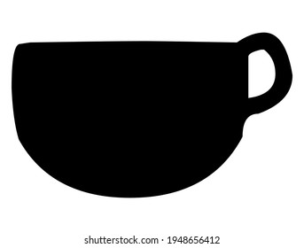 Café o taza de té, vector, ilustración, en color blanco y negro, aislado en fondo blanco