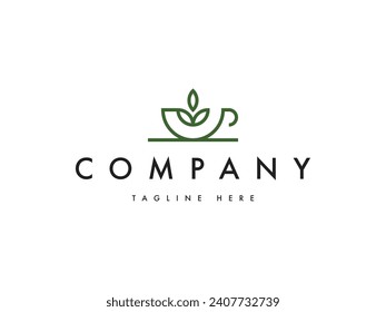 coffee and tea nature green leaf logo design