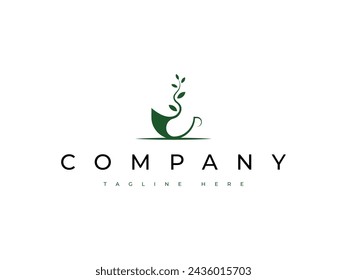 coffee and tea nature green leaf logo design