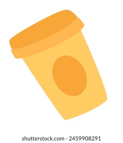 Coffee or tea paper cup in flat design. Beverage take away cardboard mug. Vector illustration isolated.