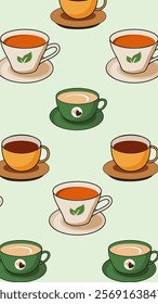 Coffee, tea pattern background. Coffee, tea illustration pattern. Coffee, tea background. Perfect for fabrics, print, textile, wallpaper, and pre-made home decor. SSTKbackgrounds