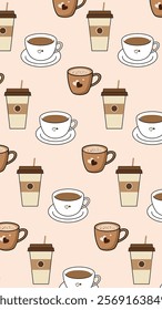 Coffee, tea pattern background. Coffee, tea illustration pattern. Coffee, tea background. Perfect for fabrics, print, textile, wallpaper, and pre-made home decor. SSTKbackgrounds