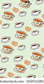 Coffee, tea pattern background. Coffee, tea illustration pattern. Coffee, tea background. Perfect for fabrics, print, textile, wallpaper, and pre-made home decor. SSTKbackgrounds