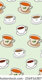 Coffee, tea pattern background. Coffee, tea illustration pattern. Coffee, tea background. Perfect for fabrics, print, textile, wallpaper, and pre-made home decor. SSTKbackgrounds