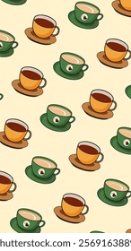 Coffee, tea pattern background. Coffee, tea illustration pattern. Coffee, tea background. Perfect for fabrics, print, textile, wallpaper, and pre-made home decor. SSTKbackgrounds