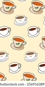 Coffee, tea pattern background. Coffee, tea illustration pattern. Coffee, tea background. Perfect for fabrics, print, textile, wallpaper, and pre-made home decor. SSTKbackgrounds