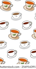 Coffee, tea pattern background. Coffee, tea illustration pattern. Coffee, tea background. Perfect for fabrics, print, textile, wallpaper, and pre-made home decor. SSTKbackgrounds