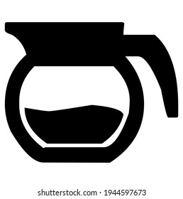 Coffee or tea pot, jug, kettle, mug, vector, illustration, in black and white color, isolated on white background