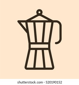 Coffee Tea Pot Minimalistic Flat Line Outline Stroke Icon Pictogram Symbol 