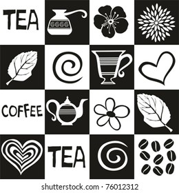 Coffee and Tea. seamless background.  Vector illustration