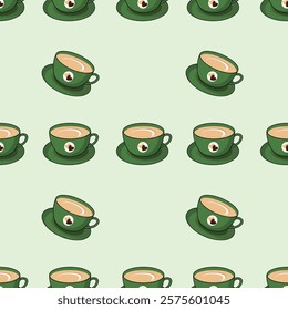 Coffee, tea seamless pattern. Coffee, tea illustration. Coffee, tea background. Perfect for fabric, textile, wallpaper, decor, illustration, print, packaging of products. SSTKbackgrounds