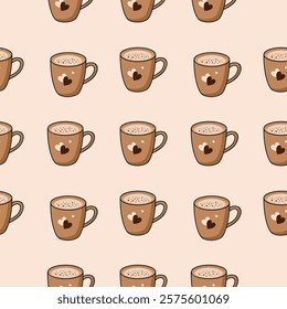 Coffee, tea seamless pattern. Coffee, tea illustration. Coffee, tea background. Perfect for fabric, textile, wallpaper, decor, illustration, print, packaging of products. SSTKbackgrounds