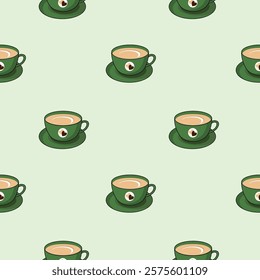 Coffee, tea seamless pattern. Coffee, tea illustration. Coffee, tea background. Perfect for fabric, textile, wallpaper, decor, illustration, print, packaging of products. SSTKbackgrounds