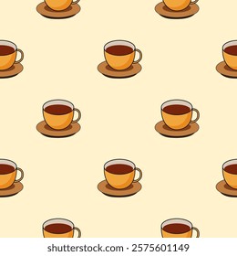 Coffee, tea seamless pattern. Coffee, tea illustration. Coffee, tea background. Perfect for fabric, textile, wallpaper, decor, illustration, print, packaging of products. SSTKbackgrounds